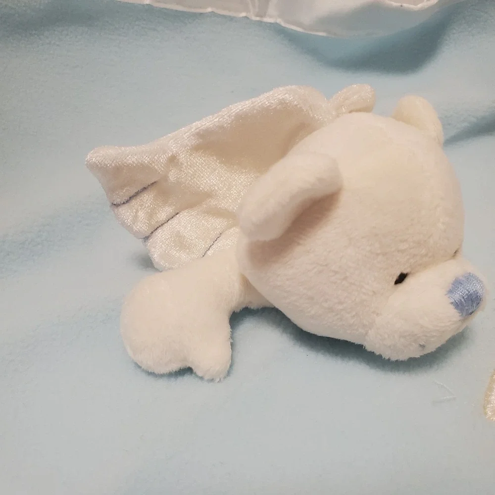 Baby Boom Lovey Security Blanket White Angel Bear Satin Like Cross Trim Religion